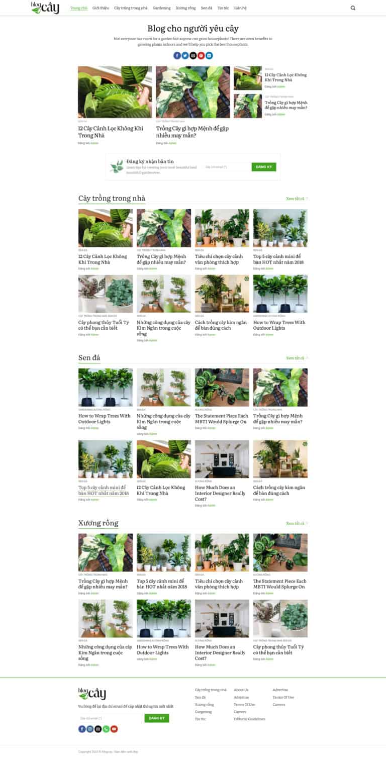 Theme wordpress blog về cây xanh