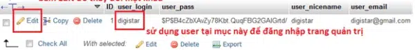 Cach Lay Lai Mat Khau WordPress Trong Phpmyadmin3