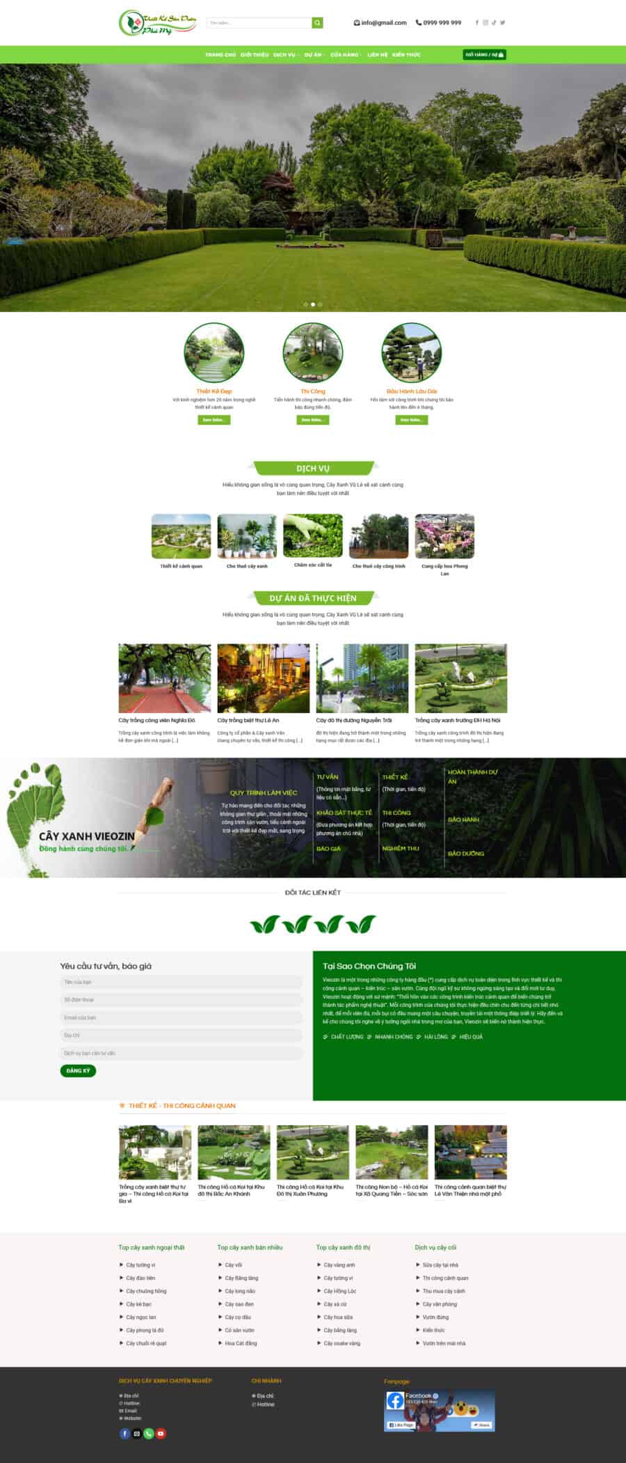 Theme wordpress thiết kế sân vườn cây cảnh