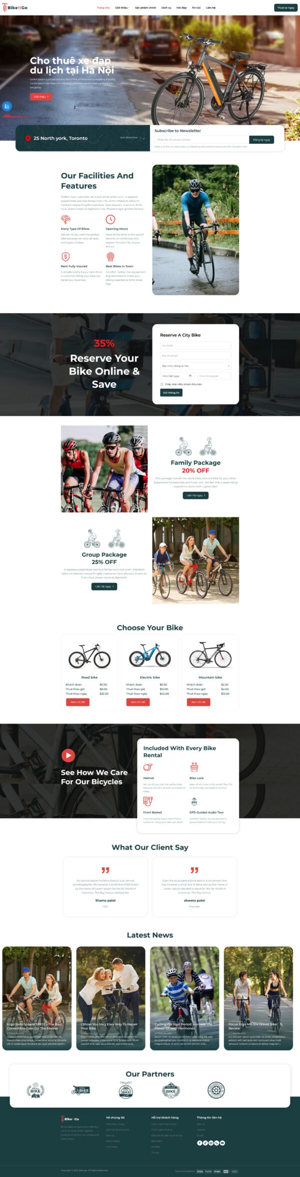 Theme wordpress dịch vụ cho thuê xe đạp