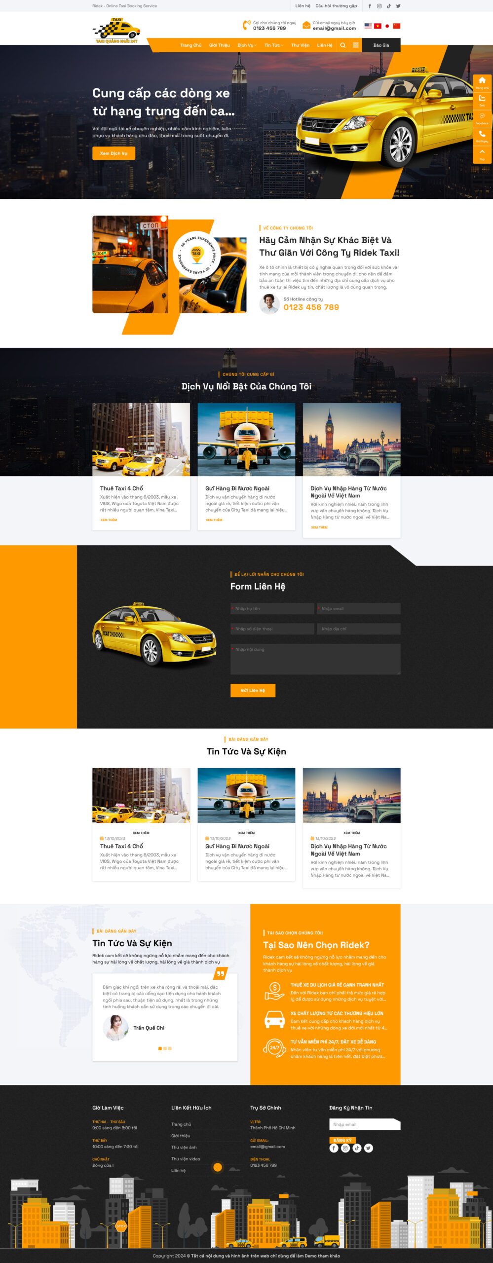 Theme wordpress dịch vụ cho thuê xe taxi 7